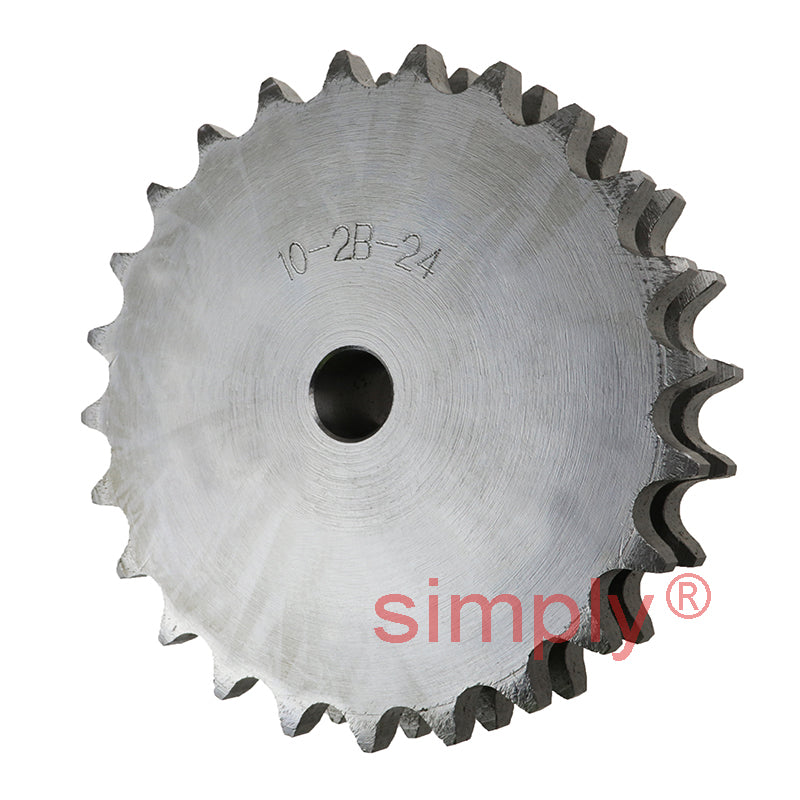 24 Tooth 10B Duplex Pilot Bore Sprocket for 5/8 inch Pitch Chain
