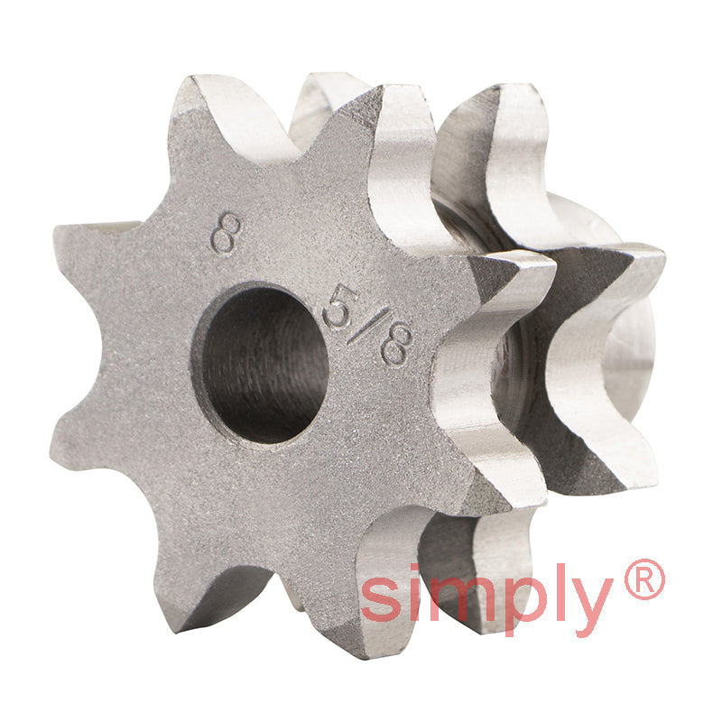 8 Tooth 10B Duplex Pilot Bore Sprocket for 5/8 inch Pitch Chain