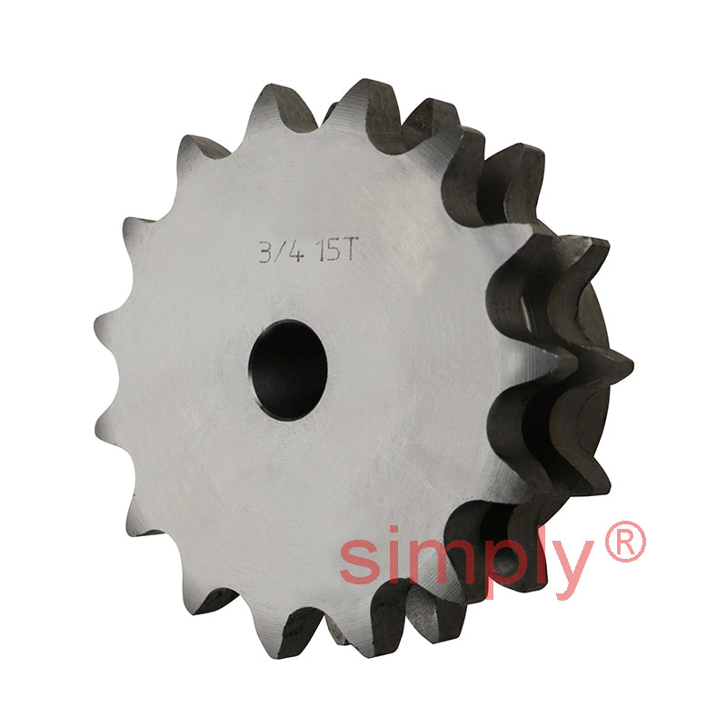 15 Tooth 12B Duplex Pilot Bore Sprocket for 3/4 inch Pitch Chain