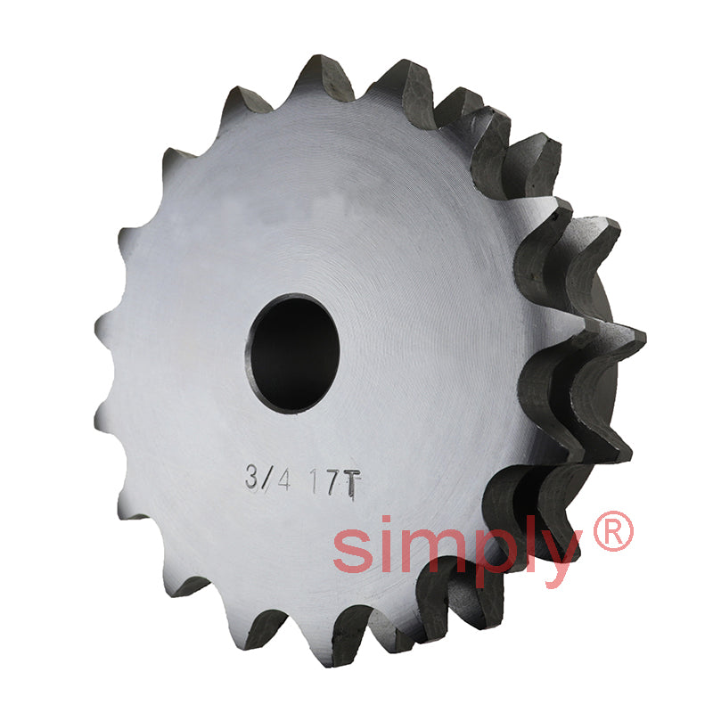 17 Tooth 12B Duplex Pilot Bore Sprocket for 3/4 inch Pitch Chain