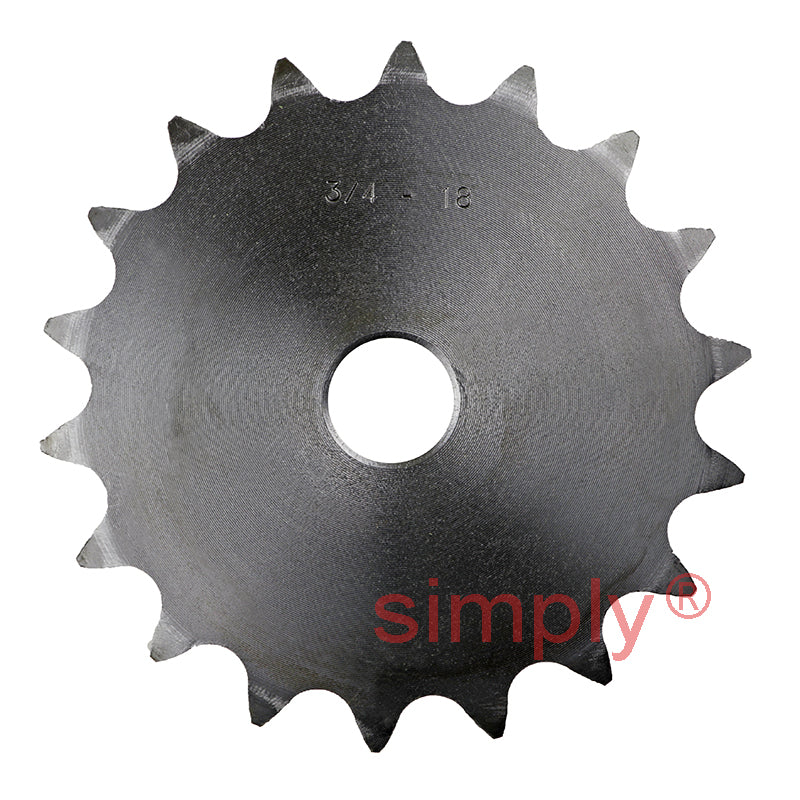 18 Tooth 12B Duplex Pilot Bore Sprocket for 3/4 inch Pitch Chain