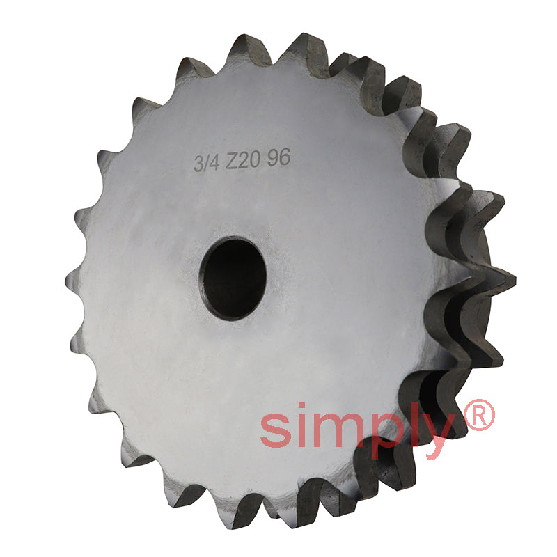 20 Tooth 12B Duplex Pilot Bore Sprocket for 3/4 inch Pitch Chain