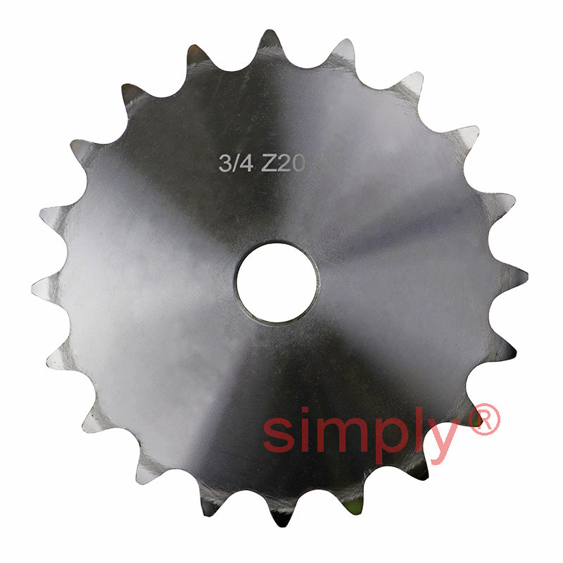 20 Tooth 12B Duplex Pilot Bore Sprocket for 3/4 inch Pitch Chain