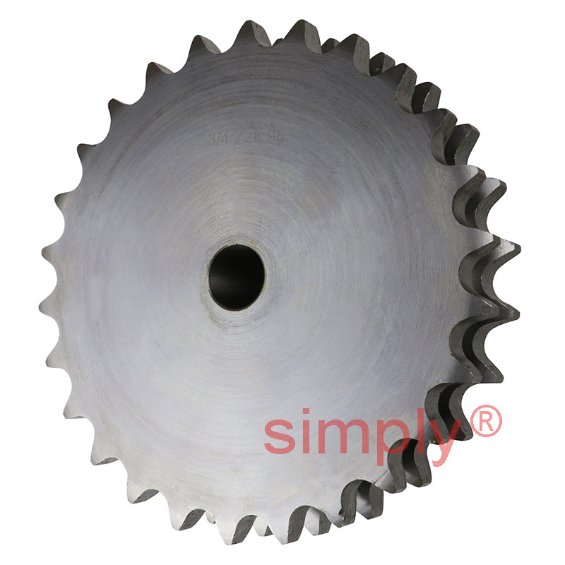 26 Tooth 12B Duplex Pilot Bore Sprocket for 3/4 inch Pitch Chain
