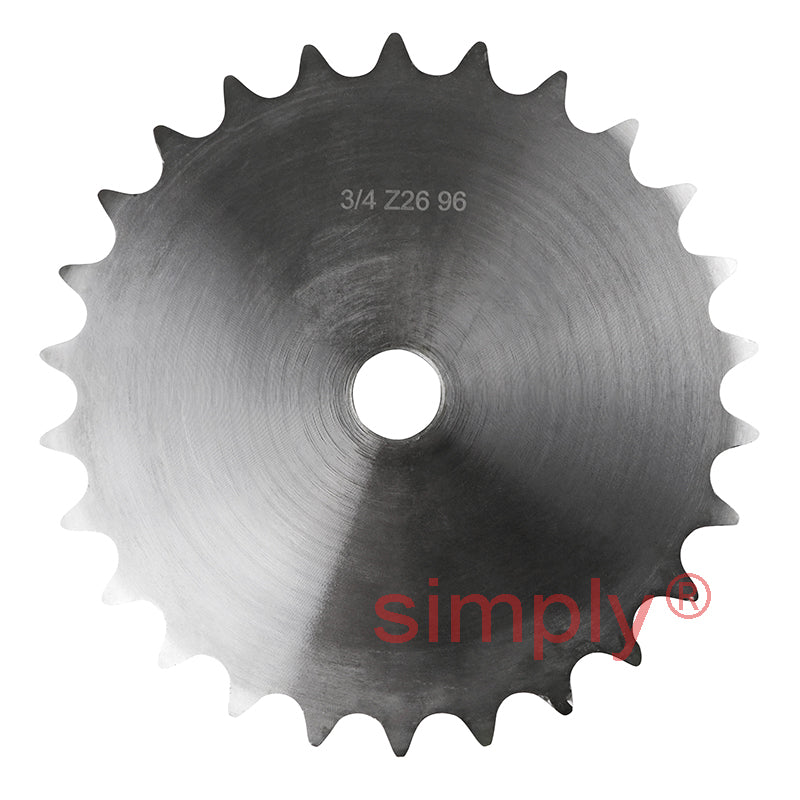 26 Tooth 12B Duplex Pilot Bore Sprocket for 3/4 inch Pitch Chain