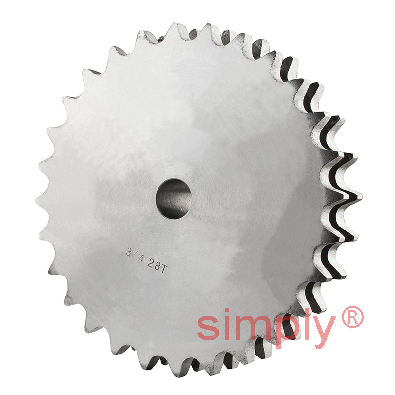 28 Tooth 12B Duplex Pilot Bore Sprocket for 3/4 inch Pitch Chain