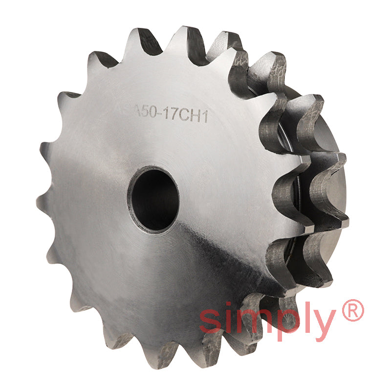 17 Tooth ANSI/ASA50 Duplex Pilot Bore Sprocket for 5/8 inch Pitch Chain