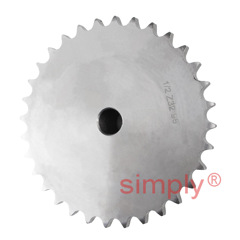 32 Tooth 08B Simplex Pilot Bore Sprocket for 1/2 inch Pitch Chain