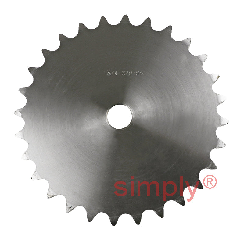 28 Tooth 12B Simplex Pilot Bore Sprocket for 3/4 inch Pitch Chain