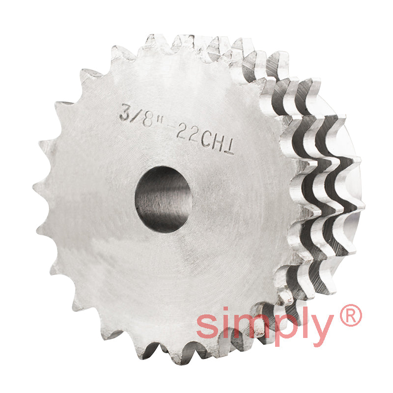 22 Tooth 06B Triplex Pilot Bore Sprocket for 3/8 inch Pitch Chain