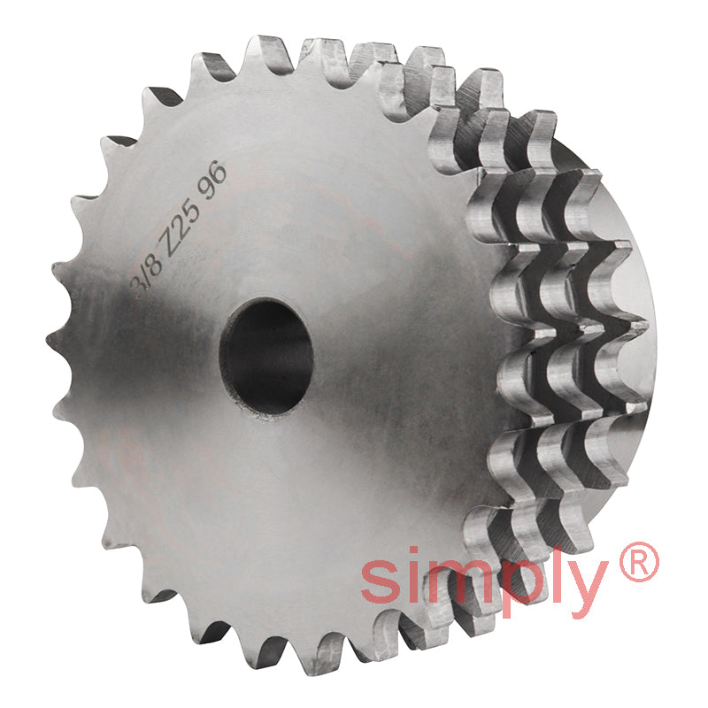 24 Tooth 06B Triplex Pilot Bore Sprocket for 3/8 inch Pitch Chain