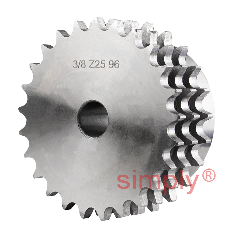 25 Tooth 06B Triplex Pilot Bore Sprocket for 3/8 inch Pitch Chain