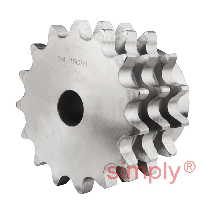 15 Tooth 12B Triplex Pilot Bore Sprocket for 3/4 inch Pitch Chain