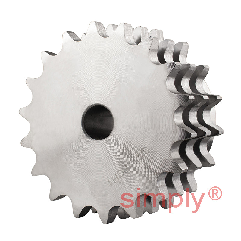 18 Tooth 12B Triplex Pilot Bore Sprocket for 3/4 inch Pitch Chain