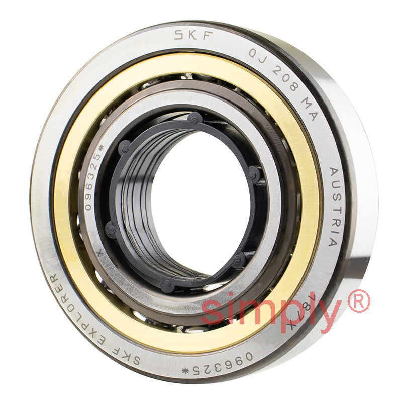 SKF QJ208MA Four Point Contact Ball Bearing with Brass Cage 40x80x18mm