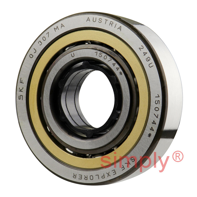 SKF QJ307MA Four Point Contact Ball Bearing with Brass Cage 35x80x21mm