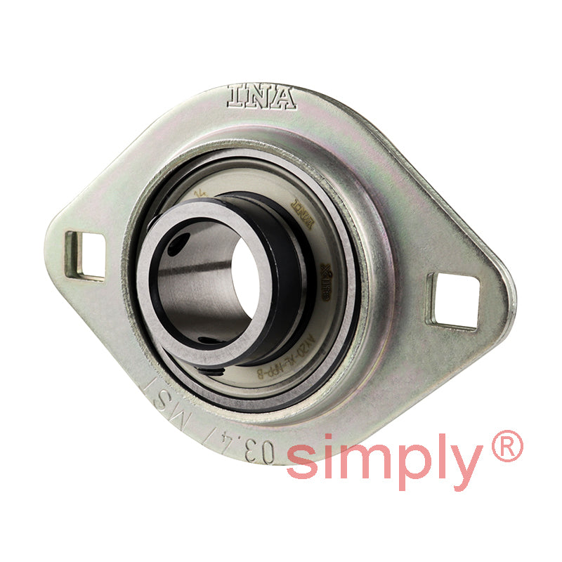 INA RATY20XL Two Bolt Sheet Steel Oval Housing with Grub Screw Insert 20mm Bore