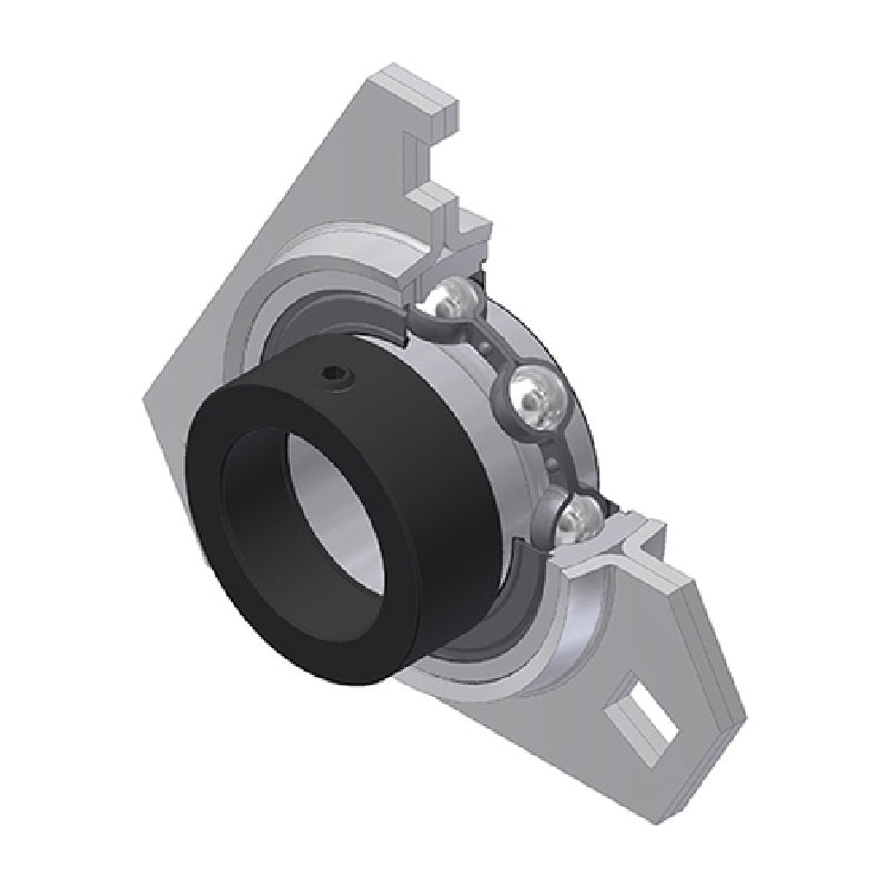 SNR ESPFT204 Metric Pressed Steel 3 Bolt Triangle Flange Housing with 20mm Bore Eccentric Collar Insert - Allow 2-3 Days