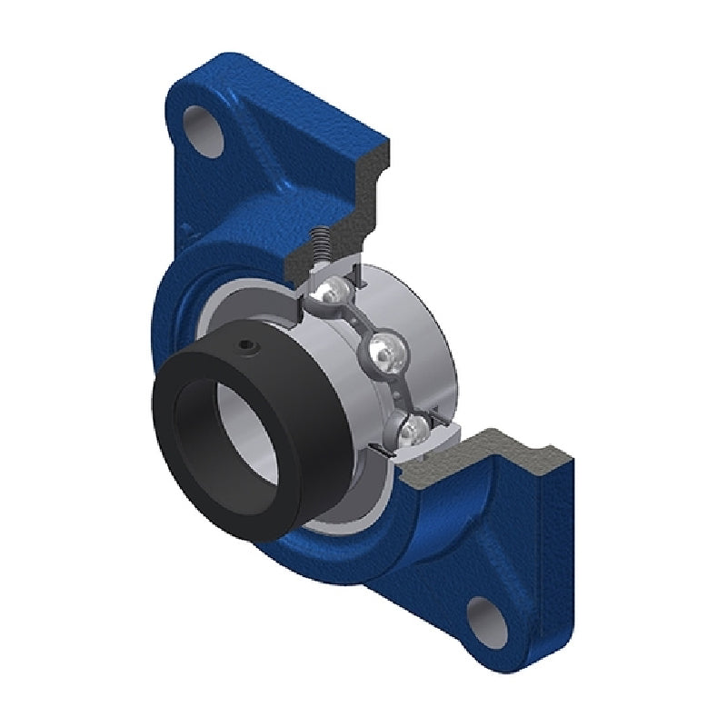 SNR EXF208 Metric Four Bolt Square Cast Iron Flange Housing with 40mm Bore Eccentric Collar Insert - Allow 2-3 Days
