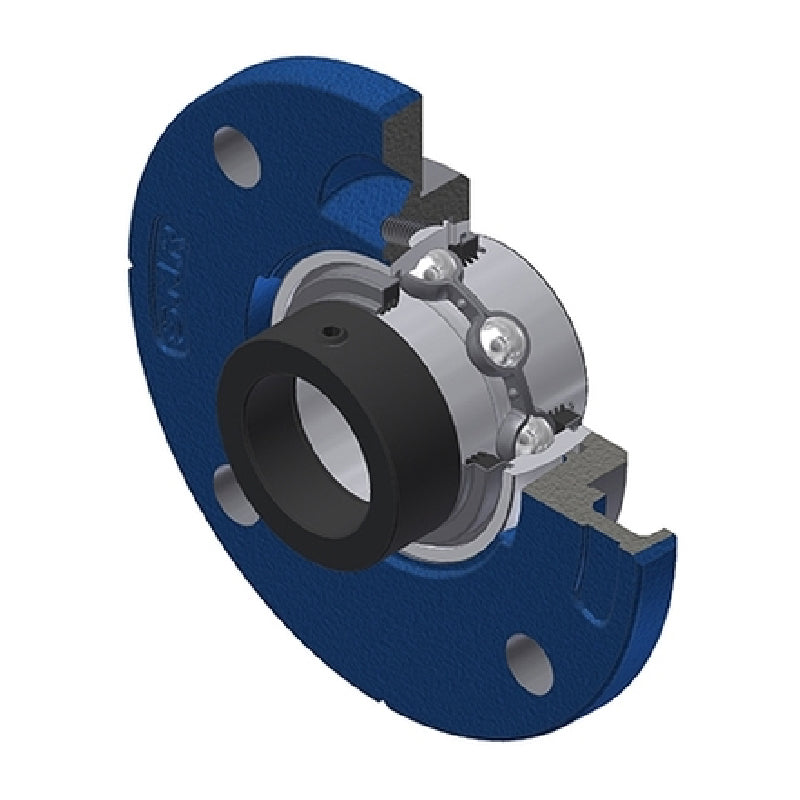 SNR EXFCE208L3 Metric Four Bolt Cast Iron Round Flanged Housing with 40mm Eccentric Collar Insert with Triple Lip Seal