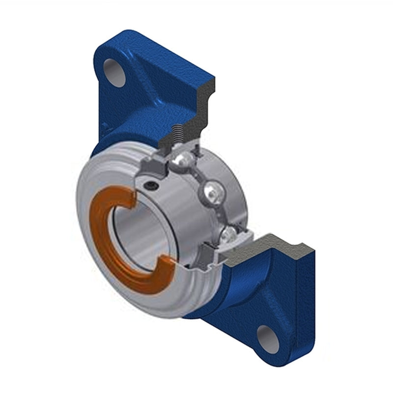 SNR UCF213CC Metric Four Bolt Square Cast Iron Flange Housing with 65mm Bore Insert with Narrow Steel Plate Cover - Closed Version - Allow 2-3 Days