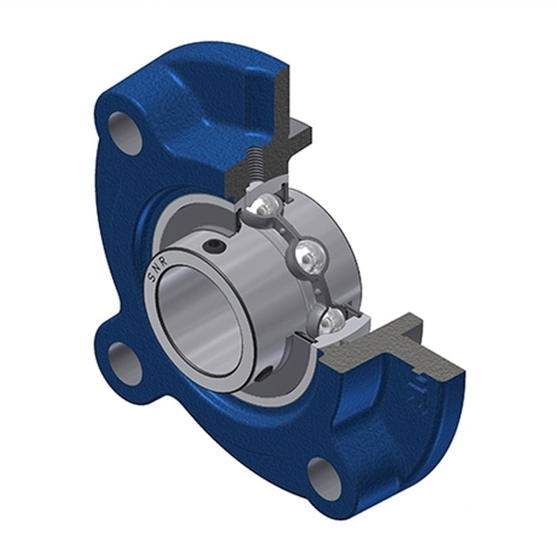 SNR UCFC217 Metric Four Bolt Cast Iron Round Flanged Housing with 85mm Insert - Allow 2-3 Days