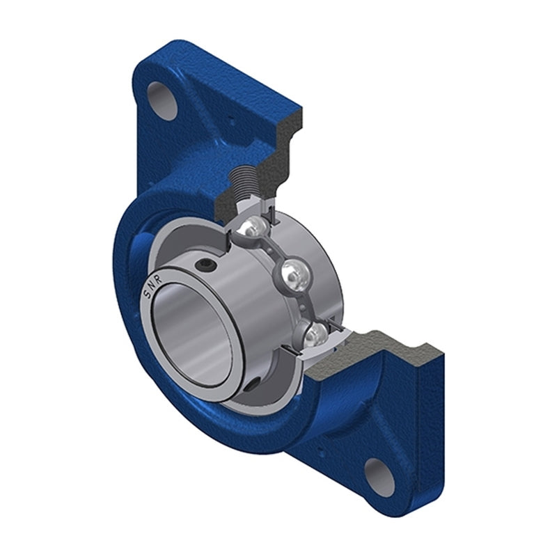 SNR UCFE215 Metric Four Bolt Square Cast Iron Flange Housing with 75mm Bore Insert - Allow 2-3 Days