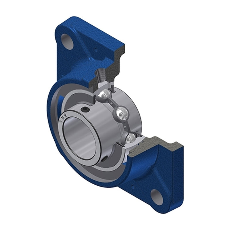 SNR UCFE210N Metric Four Bolt Square Cast Iron Flange Housing with 50mm Bore Insert - Allow 2-3 Days