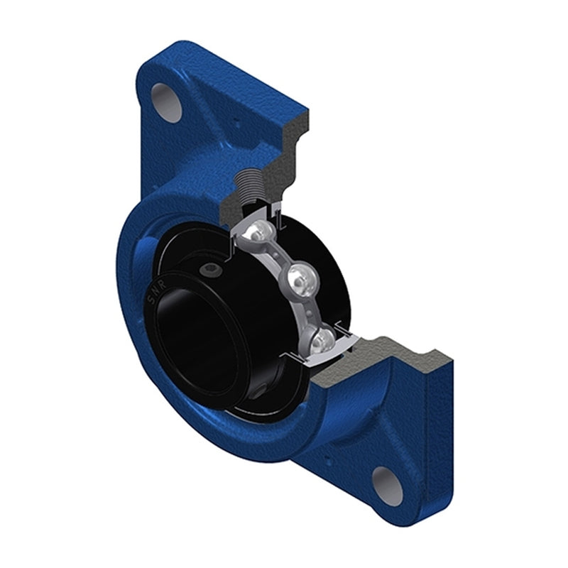 SNR UCFE208T20 Metric Four Bolt Square Cast Iron Flange Housing with 40mm Bore Insert Wide Temperature Version - Allow 2-3 Days