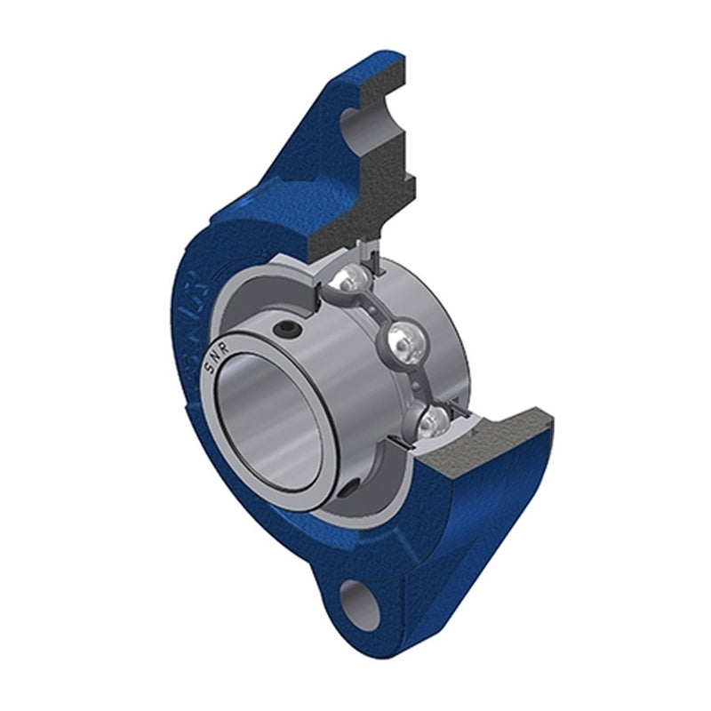 SNR UCFLZ203 Metric Two Bolt Oval Cast Iron Flange Housing with 17mm Bore Insert - Allow 2-3 Days