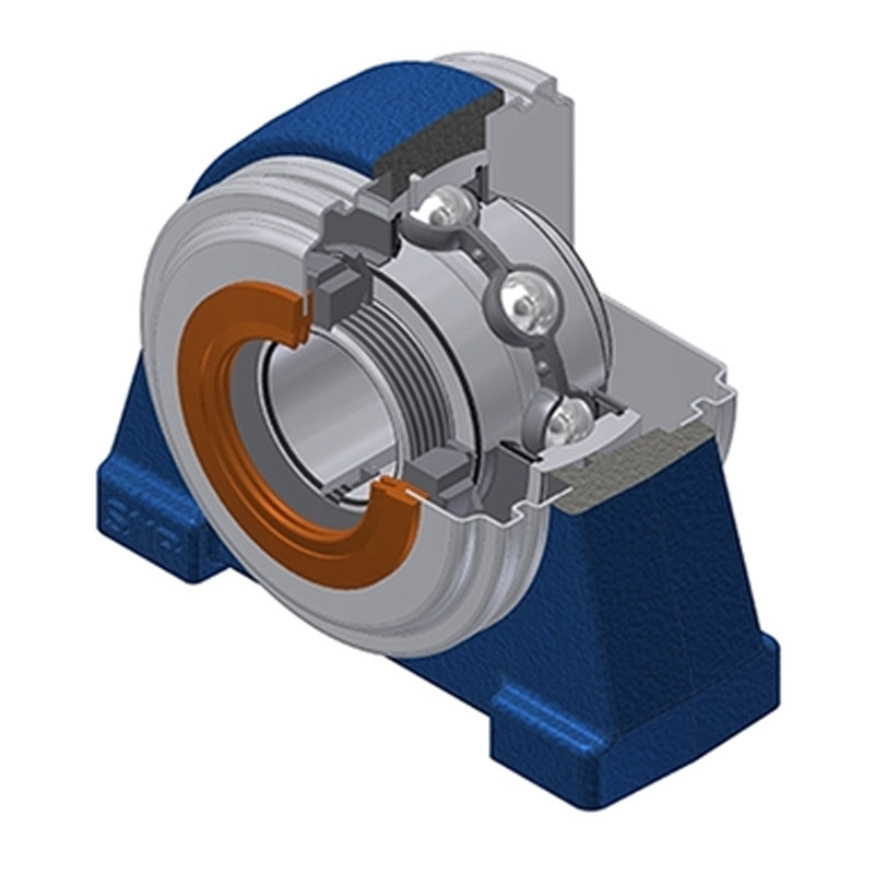 SNR UKPAE206HCC Threaded Base Small Footprint Metric Pillow / Plummer Block Housing with Narrow Steel Plate Cover - Closed Version - Insert and Adaptor Sleeve Fits 25mm Shaft - Allow 2-3 Days