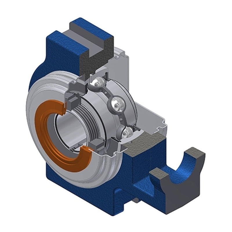 SNR UKT213HCO Metric Cast Iron Take Up Unit Insert with Narrow Steel Plate Cover and Adaptor Sleeve Fits 60mm Shaft - Open Version - Allow 2-3 Days