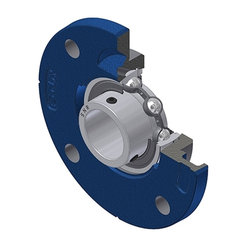 SNR USFCE205 Metric Four Bolt Cast Iron Round Flanged Housing with 25mm Insert - Allow 2-3 Days