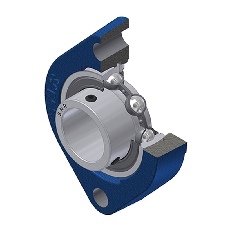 SNR USFD206 Metric Two Bolt Oval Cast Iron Flange Housing with 30mm Bore Insert - Allow 2-3 Days