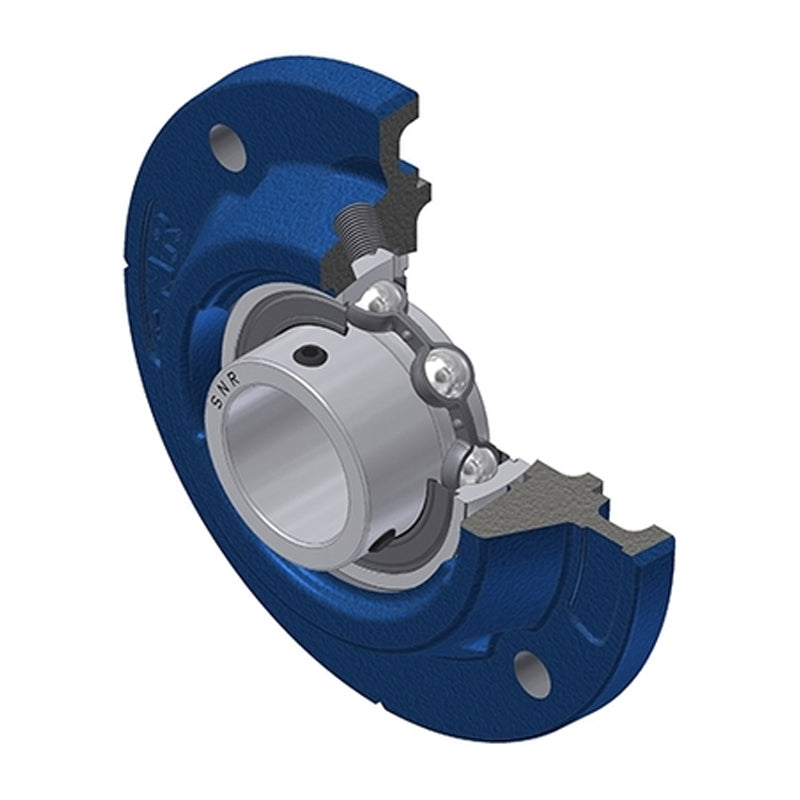 SNR USFEE209 Metric Four Bolt Cast Iron Round Flanged Housing with 45mm Insert - Allow 2-3 Days