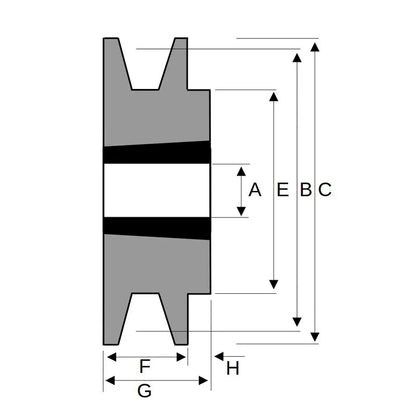 PowerDrive 80X1SPA 80mm Pitch Diameter SPA Section Tapered Locking Bush Type Pulley with 1 Groove (Bush not Incl.) - Allow 2-3 Days