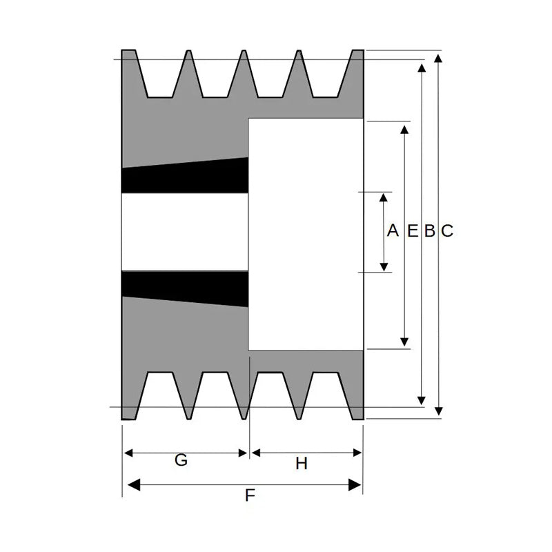 200X4SPA 200mm Pitch Diameter SPA Section Tapered Locking Bush Type Pulley with 4 Grooves (Bush not Incl.)