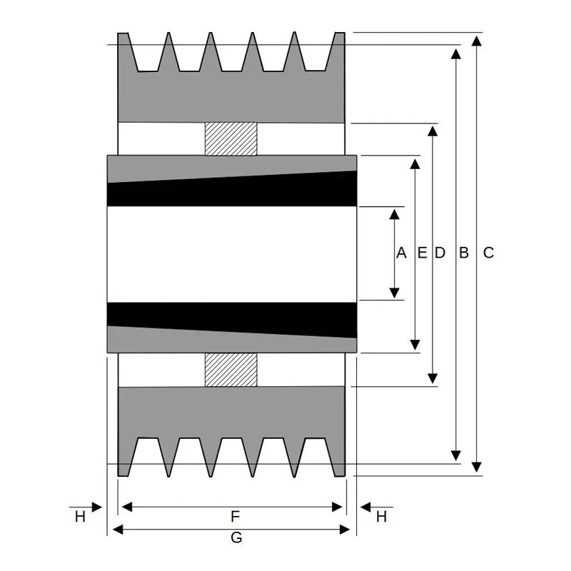 PowerDrive 450X5SPA 450mm Pitch Diameter SPA Section Tapered Locking Bush Type Pulley with 5 Grooves (Bush not Incl.) - Allow 2-3 Days