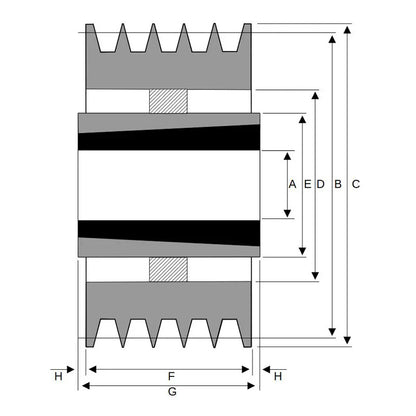 PowerDrive 800X5SPA 800mm Pitch Diameter SPA Section Tapered Locking Bush Type Pulley with 5 Grooves (Bush not Incl.) - Allow 2-3 Days