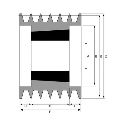 PowerDrive 170X6SPA 170mm Pitch Diameter SPA Section Tapered Locking Bush Type Pulley with 6 Grooves (Bush not Incl.) - Allow 2-3 Days