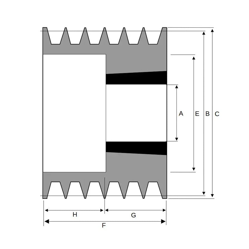 140X6SPA 140mm Pitch Diameter SPA Section Tapered Locking Bush Type Pulley with 6 Grooves (Bush not Incl.)
