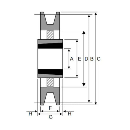 PowerDrive 300X10SPB 300mm Pitch Diameter SPB Section Tapered Locking Bush Type Pulley with 10 Grooves (Bush not Incl.) - Allow 2-3 Days