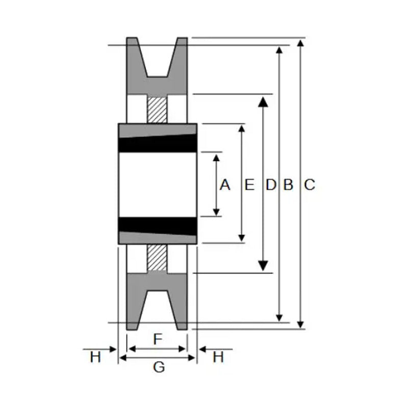 PowerDrive 280X10SPB 280mm Pitch Diameter SPB Section Tapered Locking Bush Type Pulley with 10 Grooves (Bush not Incl.) - Allow 2-3 Days