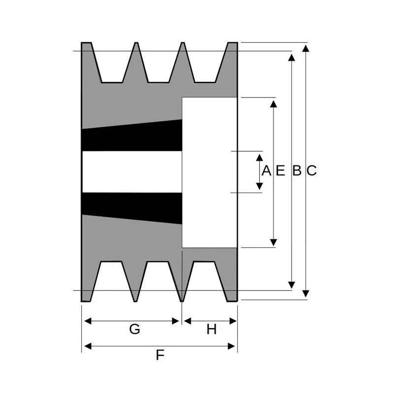 190X3SPB 190mm Pitch Diameter SPB Section Tapered Locking Bush Type Pulley with 3 Grooves (Bush not Incl.)