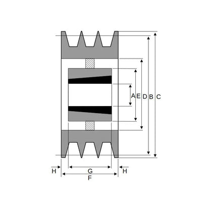 PowerDrive 900X3SPB 900mm Pitch Diameter SPB Section Tapered Locking Bush Type Pulley with 3 Grooves (Bush not Incl.) - Allow 2-3 Days
