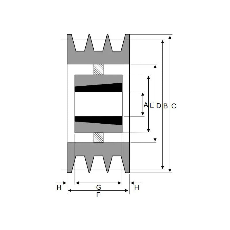 PowerDrive 800X3SPB 800mm Pitch Diameter SPB Section Tapered Locking Bush Type Pulley with 3 Grooves (Bush not Incl.) - Allow 2-3 Days