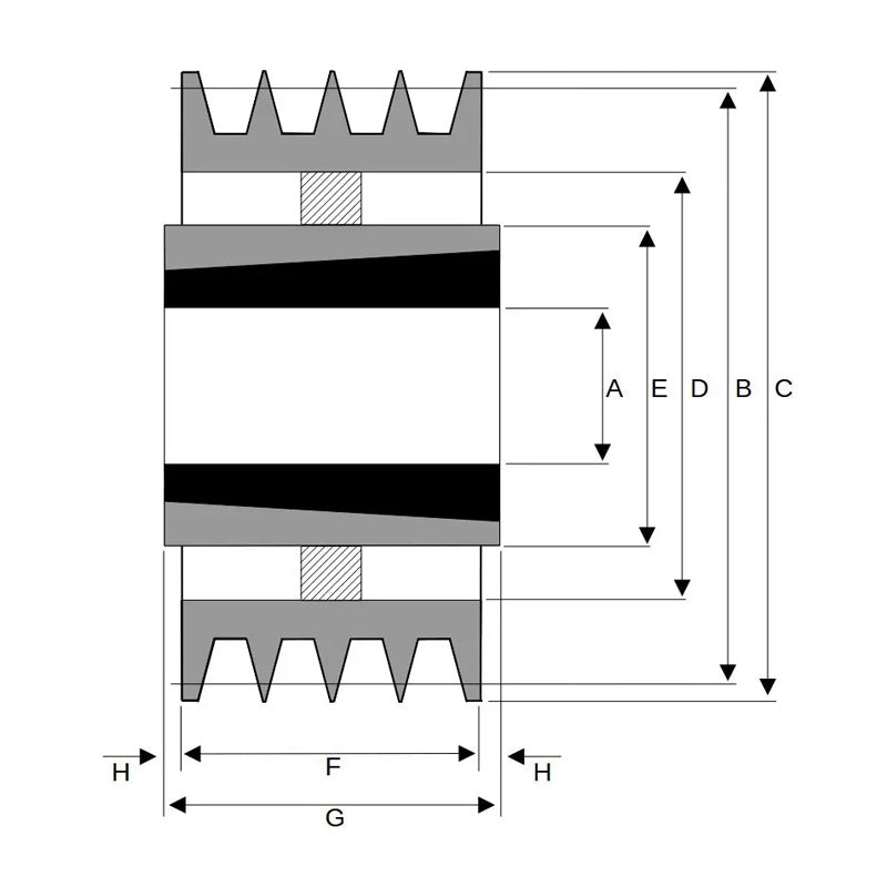 375X4SPB 375mm Pitch Diameter SPB Section Tapered Locking Bush Type Pulley with 4 Grooves (Bush not Incl.)