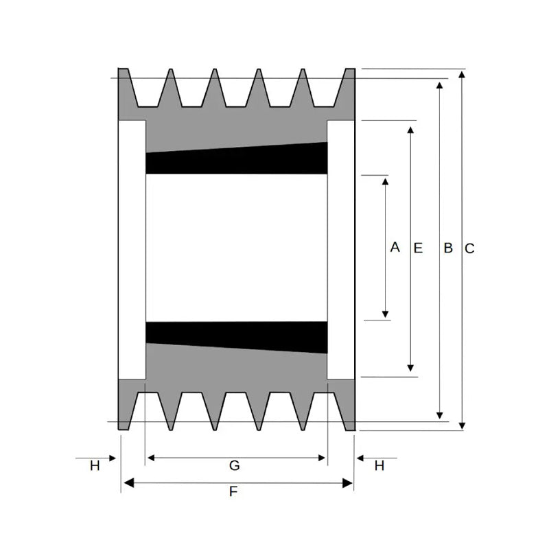 160X5SPB 160mm Pitch Diameter SPB Section Tapered Locking Bush Type Pulley with 5 Grooves (Bush not Incl.)
