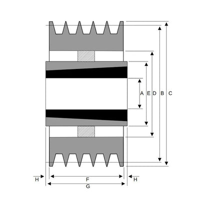 PowerDrive 710X5SPB 710mm Pitch Diameter SPB Section Tapered Locking Bush Type Pulley with 5 Grooves (Bush not Incl.) - Allow 2-3 Days