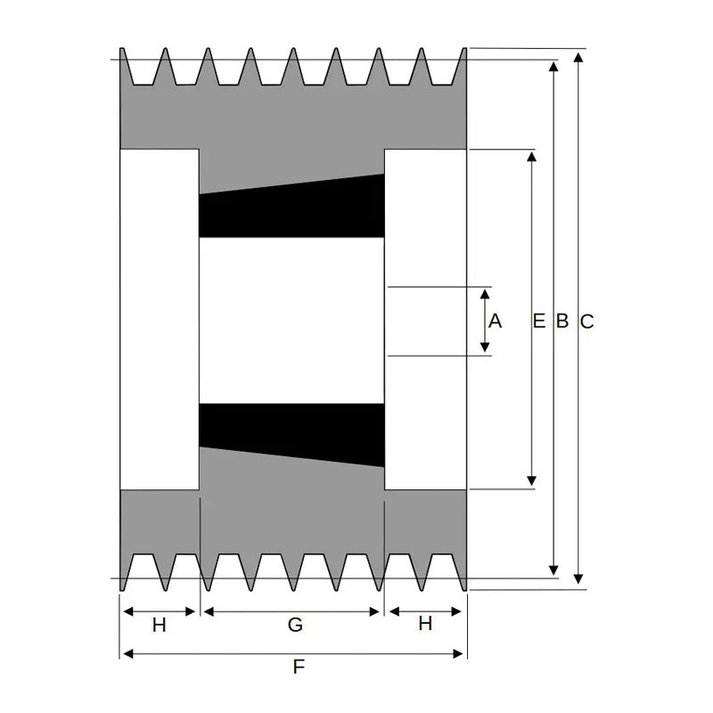 160X8SPB 160mm Pitch Diameter SPB Section Tapered Locking Bush Type Pulley with 8 Grooves (Bush not Incl.)